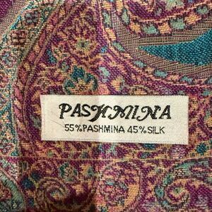pashmina Teal, Purple & Gold Paisley Silk Blend Wrap